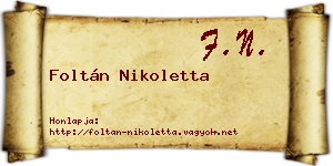 Foltán Nikoletta névjegykártya
